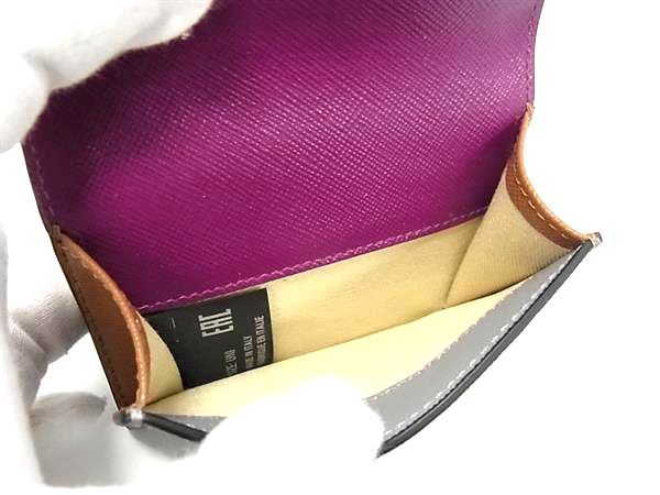 ■新品■未使用■ MARNI マルニ レザー コンパクト 三つ折り 財布 ウォレット レディース グレー系×パープル系 AU7701 □新品□未使用□ MARNI マルニ レザー コンパクト 三つ折り 財布