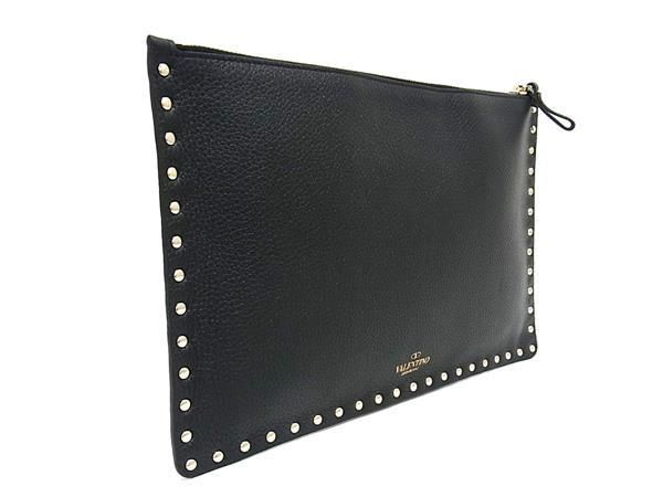 ■新品同様■ VALENTINO GARAVANI ヴァレンティノ ガラヴァーニ ロックスタッズ レザー クラッチバッグ マルチケース ブラック系 AV5027_1