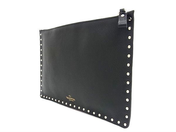 ■新品同様■ VALENTINO GARAVANI ヴァレンティノ ガラヴァーニ ロックスタッズ レザー クラッチバッグ マルチケース ブラック系 AV5027_2