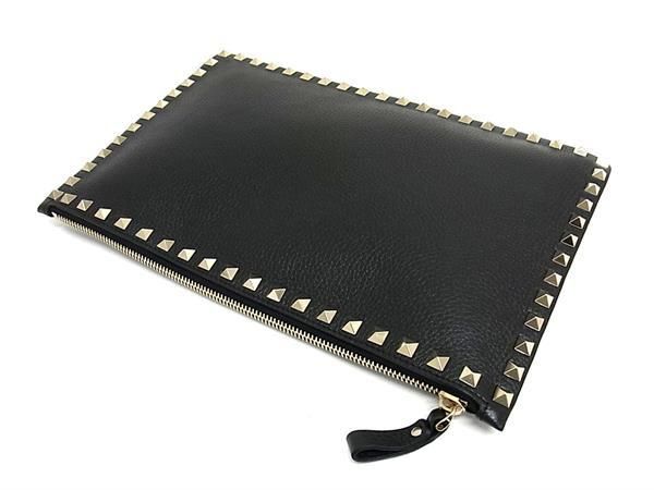 ■新品同様■ VALENTINO GARAVANI ヴァレンティノ ガラヴァーニ ロックスタッズ レザー クラッチバッグ マルチケース ブラック系 AV5027_3