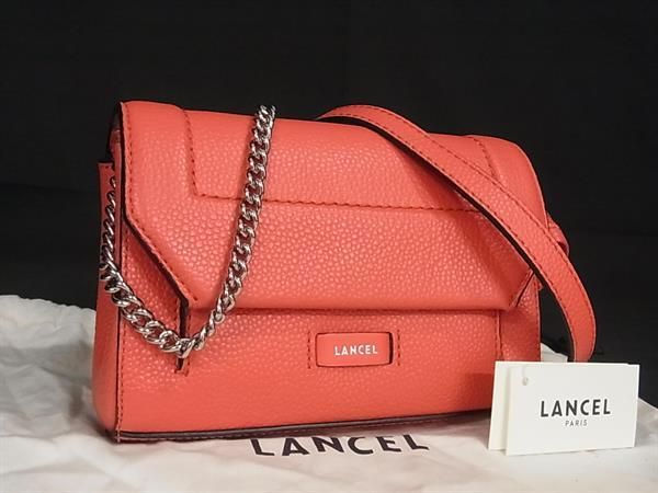 ■新品■未使用■ LANCEL ランセル レザー チェーン クロスボディ ショルダーバッグ レディース コーラルピンク系 AV7081