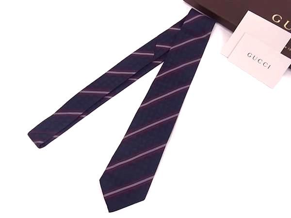 ■新品■未使用■ GUCCI グッチ GG柄 シルク100% ネクタイ 紳士 ビジネス メンズ ネイビー系 AV8830 12,768円