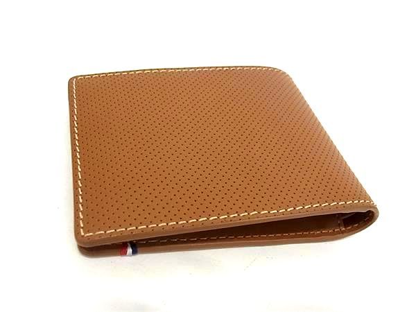 ■新品同様■ S.T.Dupont エス･テー･デュポン レザー パンチング 二つ折り 財布 ウォレット 札入れ メンズ ブラウン系 AV8982
