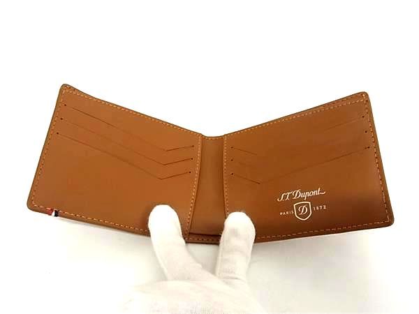 ■新品同様■ S.T.Dupont エス･テー･デュポン レザー パンチング 二つ折り 財布 ウォレット 札入れ メンズ ブラウン系 AV8982