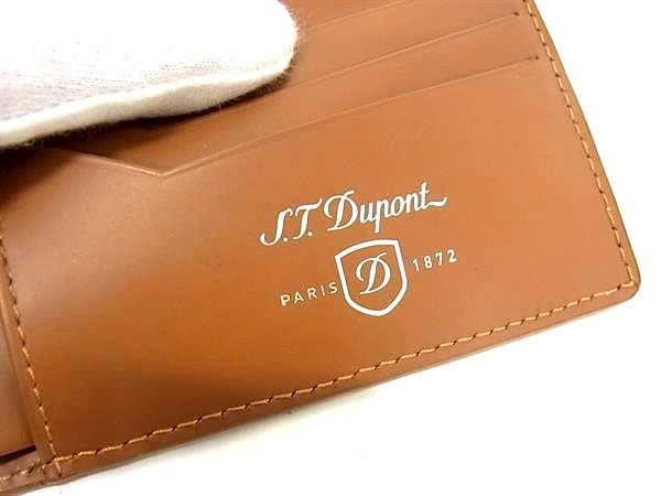 ■新品同様■ S.T.Dupont エス･テー･デュポン レザー パンチング 二つ折り 財布 ウォレット 札入れ メンズ ブラウン系 AV8982
