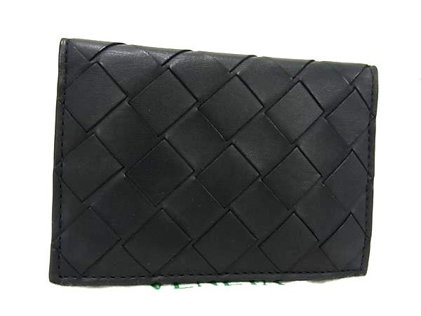 ■極美品■ BOTTEGA VENETA ボッテガヴェネタ イントレチャート レザー カードケース カード入れ メンズ レディース ブラック系 AW0869