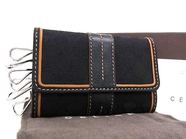 ■新品■未使用■ CELINE セリーヌ マカダム柄 キャンバス×レザー 6連 キーケース 鍵入れ メンズ レディース ブラック系 AW1852