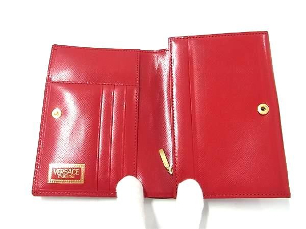 ■新品同様■ VERSACE ヴェルサーチ サンバースト レザー 三つ折り 財布 ウォレット レディース レッド系 AW4360_2