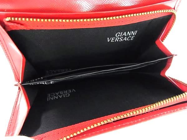 ■新品同様■ VERSACE ヴェルサーチ サンバースト レザー 三つ折り 財布 ウォレット レディース レッド系 AW4360_4