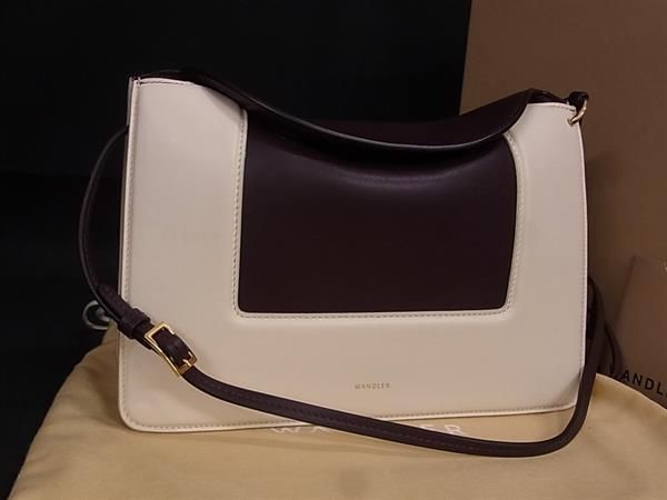 ■新品同様■ WANDLER ワンドラー レザー ショルダーバッグ クロスボディ レディース アイボリー系×ブラウン系 AW5140