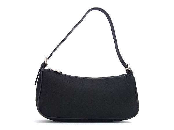 ■極美品■ CELINE セリーヌ Cマカダム キャンバス×レザー ハンドバッグ ミニバッグ レディース ブラック系 AX3044 