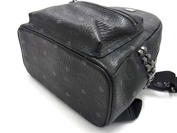 ■極美品■ MCM エムシーエム モノグラム ヴィセトス柄 レザー スタッズ リュックサック バックパック ブラック系 AX3419_5