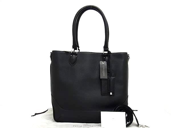 ■新品同様■ PELLE MORBIDA ペッレ モルビダ レザー 2WAY ビジネスバッグ ハンドバッグ ショルダー メンズ ブラック系 AX3436