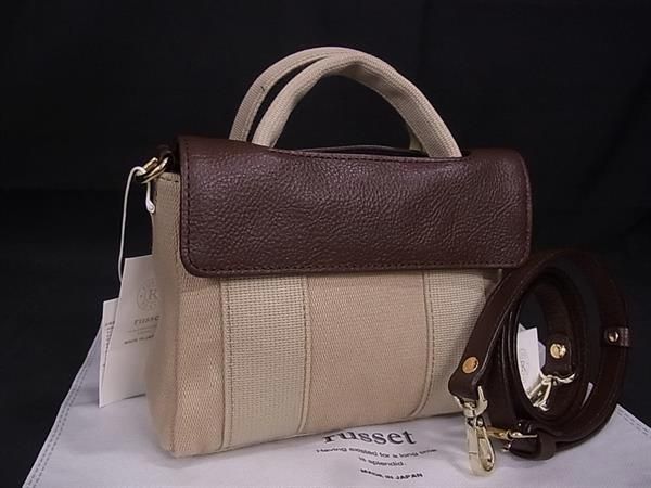 ■新品■未使用■ russet ラシット キャンバス 2WAY クロスボディ ショルダー ハンドバッグ レディース ライトブラウン系 AY1249