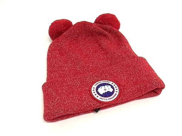 ■新品■未使用■   カナダグース ウール100％ ニット帽 帽子 レディース レッド系 AY8270