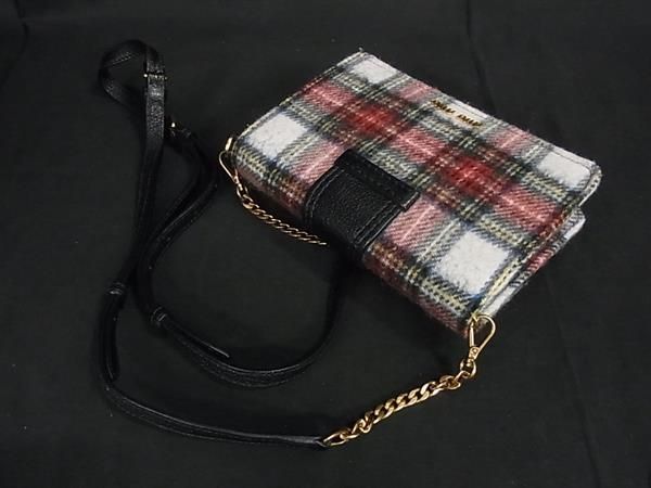 □新品同様□ miumiu ミュウミュウ 5BL001 ウール チェック柄 2WAY