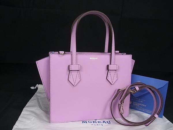 ■新品■未使用■ MOREAU PARIS モローパリ レザー 2WAY ハンドバッグ ショルダー レディース ピンク系 AZ0646 