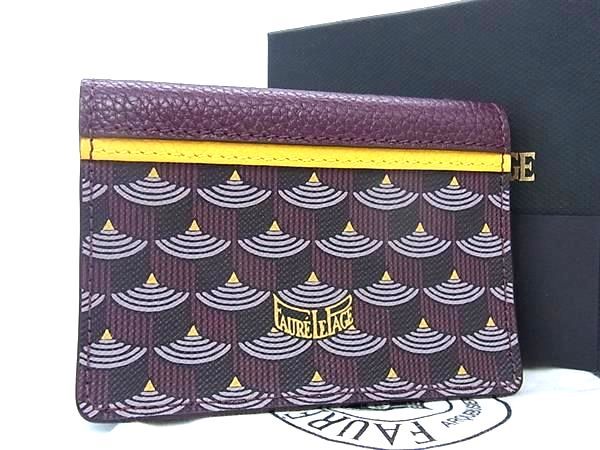 ■新品同様■ FAURE LE PAGE フォレルパージュ エカイユ PVC カードケース カード入れ 名刺入れ ボルドー系×イエロー系 AZ0717
