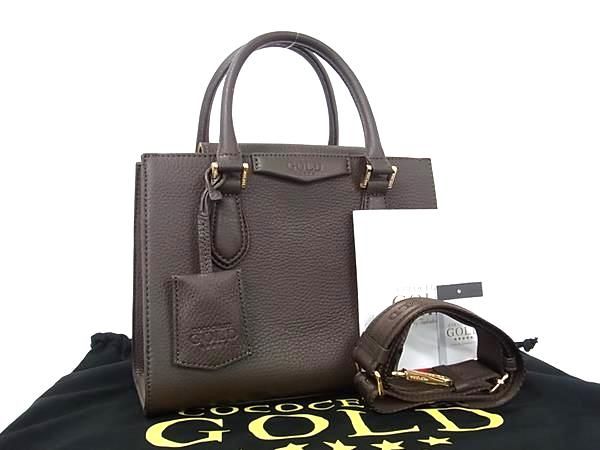 ■新品■未使用■ COCOCELUX GOLD ココセリュックスゴールド レザー 2WAY ハンドバッグ ショルダー ブラウン系 AZ2251