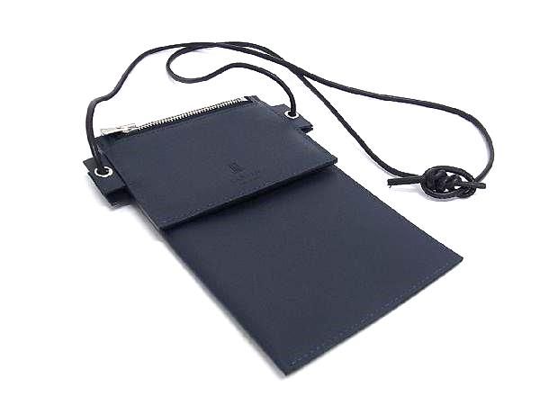 ■新品同様■ LANVIN COLLECTION ランバンコレクション レザー ショルダーバッグ ポシェット クロスボディ ネイビー系 AZ2316