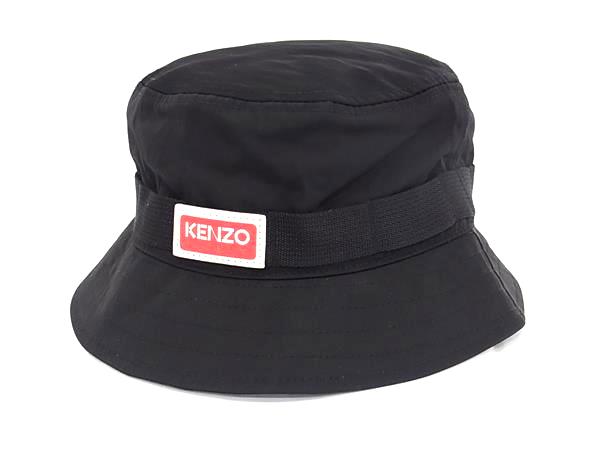 ■極美品■ KENZO ケンゾー ポリエステル69×ナイロン31% バケットハット 帽子 レディース メンズ ブラック系 AZ4174