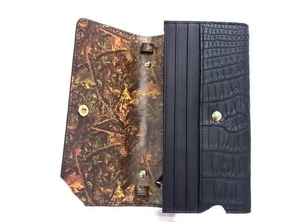 ■極上■本物■新品 未使用■ マットクロコダイル ニロティカス ヘンローン社 ウォレットバッグ ショルダー ブラック系 AZ8555_3