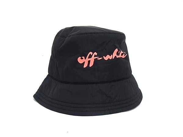 ■新品同様■ Off-White オフホワイト ナイロン バケットハット 帽子 レディース ブラック系 AZ8643