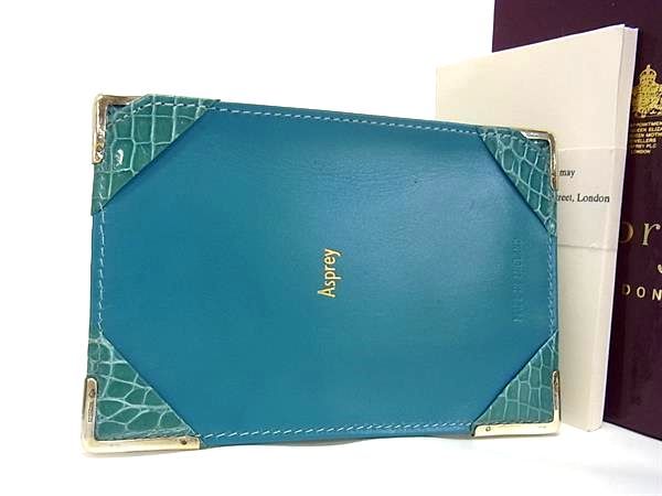 ■希少■極上■本物■極美品■ Asprey アスプレイ クロコダイル メモ帳 文房具 ステーショナリール グリーン系 BF4994