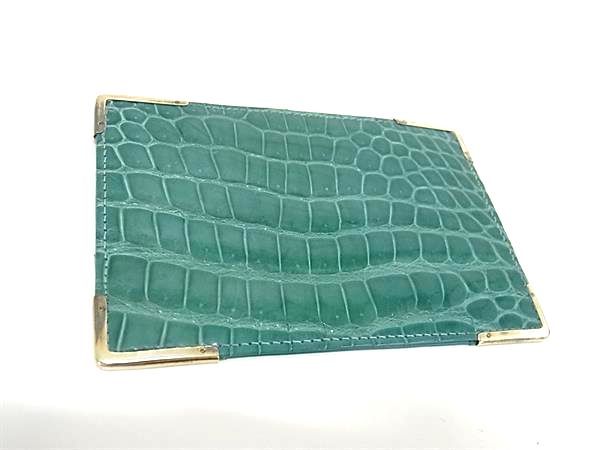 ■希少■極上■本物■極美品■ Asprey アスプレイ クロコダイル メモ帳 文房具 ステーショナリール グリーン系 BF4994_1
