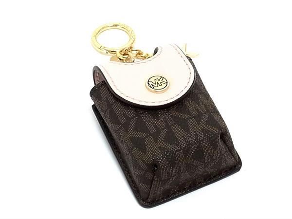 ■新品■未使用■ MICHAEL KORS マイケルコース MK柄 PVC×レザー サニタイザーホルダー 消毒液入れ ピンク系 BF8656