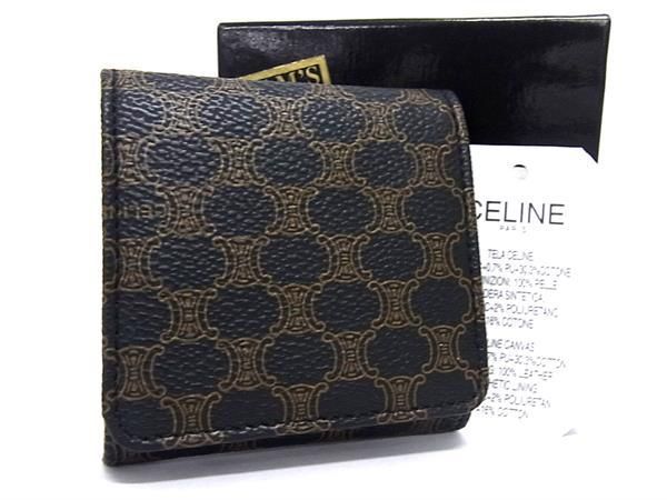 ■新品同様■ CELINE セリーヌ マカダム柄 PVC ケース パース 小銭入れ メンズ レディース ブラウン系 BG7452