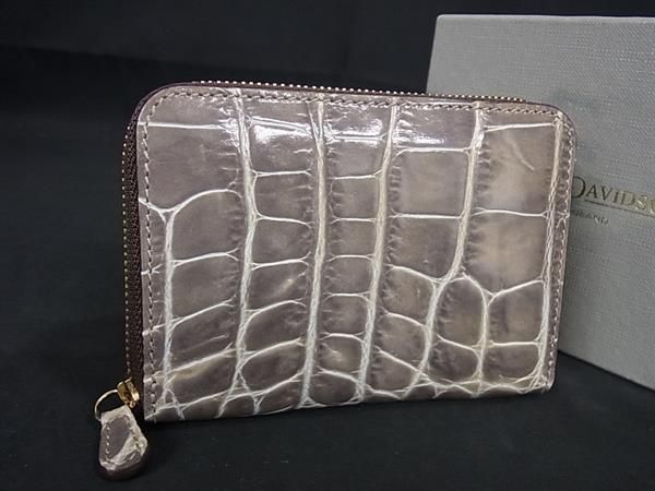 ■新品■未使用■ J＆M DAVIDSON ジェイアンドエムデヴィッドソン クロコダイル型押しレザー ケース 小銭入れ ブラウン系 BG8620