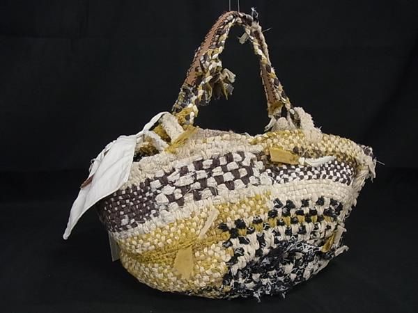 ■極美品■ WONDER FULL LIFE ワンダフルライフ リネン 編み込み ハンドバッグ レディース マルチカラー BG9608