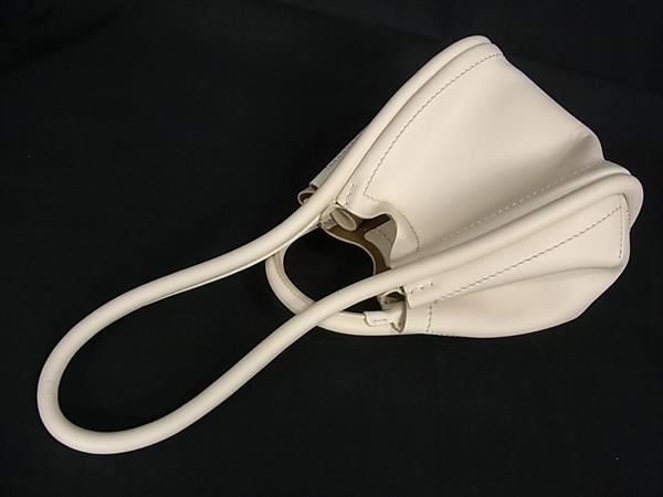 ■新品同様■ Max Mara マックスマーラ レザー ハンドバッグ トートバッグ ミニバッグ レディース アイボリー系 BH1427_4
