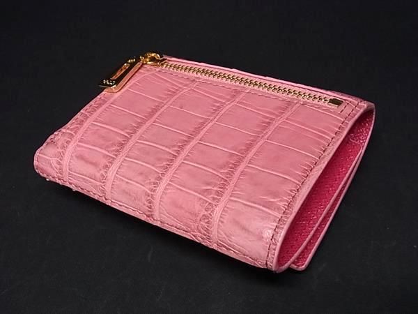 ■極上■本物■新品■未使用■ COCOCELUX GOLD ココセリュックスゴールド クロコダイル×パイソン 三つ折り 財布 ピンク系 BI0440_1