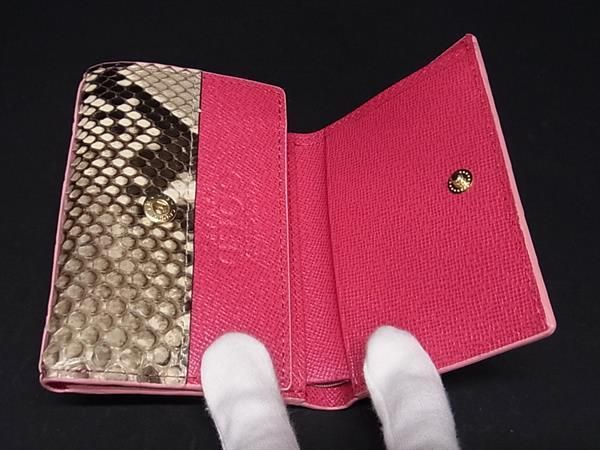 ■極上■本物■新品■未使用■ COCOCELUX GOLD ココセリュックスゴールド クロコダイル×パイソン 三つ折り 財布 ピンク系 BI0440_2