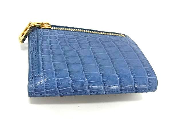 ■極上■本物■新品■未使用■ COCOCELUX GOLD ココセリュックスゴールド クロコダイル×パイソン 三つ折り 財布 ブルー系 BI0446_1