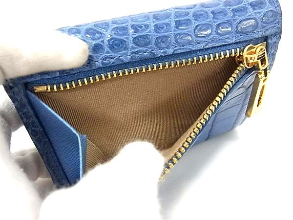 ■極上■本物■新品■未使用■ COCOCELUX GOLD ココセリュックスゴールド クロコダイル×パイソン 三つ折り 財布 ブルー系 BI0446_4