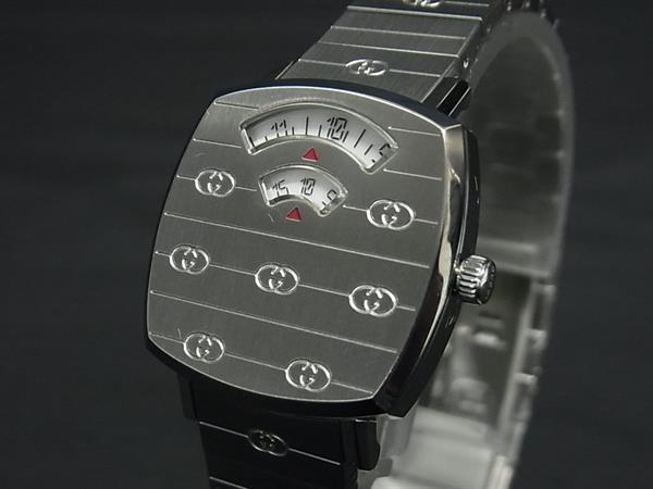 ■新品■未使用■ GUCCI グッチ YA157501 インターロッキングG グリップ SS クォーツ 3気圧防水 腕時計 ウォッチ シルバー系 BJ7086