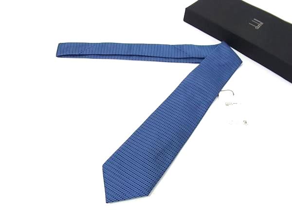 ■新品■未使用■ dunhill ダンヒル シルク100% 総柄 ネクタイ ビジネス 紳士 メンズ ブルー系 BJ7778