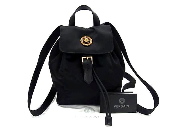 ■新品■未使用■ VERSACE ヴェルサーチ メデューサ ナイロン 巾着型 リュックサック バックパック レディース ブラック系 BJ8340