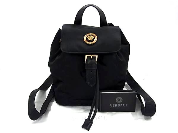 ■新品■未使用■ VERSACE ヴェルサーチ メデューサ ナイロン 巾着型 リュックサック バックパック レディース ブラック系 BJ8341