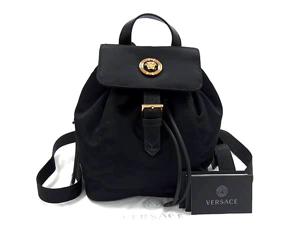 ■新品■未使用■ VERSACE ヴェルサーチ メデューサ ナイロン 巾着型 リュックサック バックパック レディース ブラック系 BJ8342