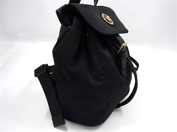 ■新品■未使用■ VERSACE ヴェルサーチ メデューサ ナイロン 巾着型 リュックサック バックパック レディース ブラック系 BJ8342