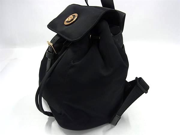 ■新品■未使用■ VERSACE ヴェルサーチ メデューサ ナイロン 巾着型 リュックサック バックパック レディース ブラック系 BJ8342