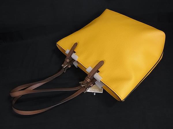 ■新品■未使用■ MICHAEL KORS マイケルコース レザー トートバッグ 肩掛けかばん レディース イエロー系×ブラウン系 BJ9416_4
