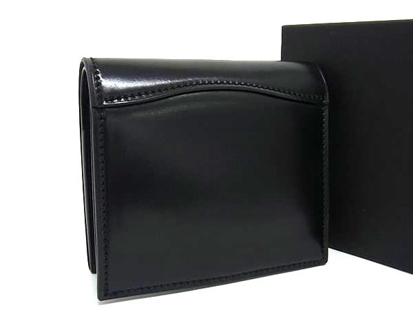 ■新品■未使用■ SHELL CORDOVAN シェルコードバン ホーウィン社 ホースレザー 二つ折り 財布 札入れ 小銭入れ ブラック系 BJ9798