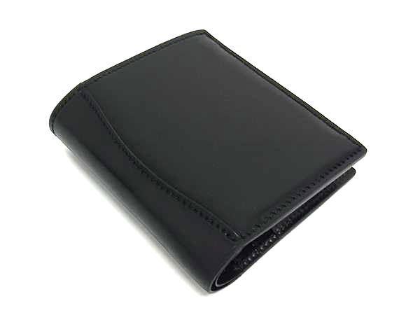 ■新品■未使用■ SHELL CORDOVAN シェルコードバン ホーウィン社 ホースレザー 二つ折り 財布 札入れ 小銭入れ ブラック系 BJ9798_1