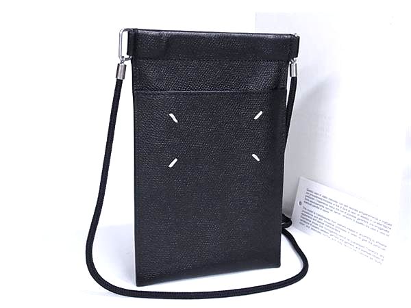 ■新品同様■ Maison Margiela メゾン マルジェラ 4ステッチ レザー クロスボディ ショルダーバッグ ポシェット ブラック系 BJ9874