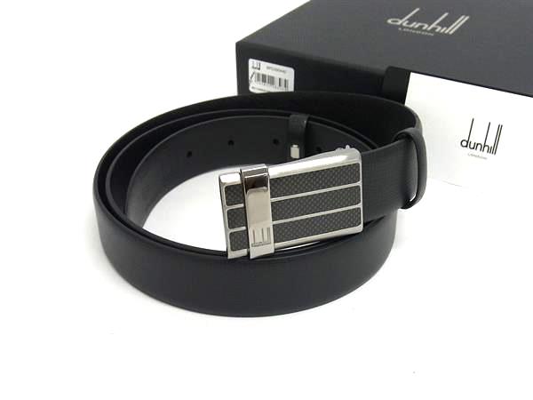 ■新品■未使用■ dunhill ダンヒル レザー シルバー金具 ベルト 表記サイズ42/107 メンズ ブラック系 BK6287